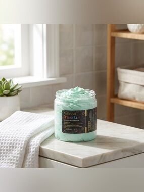 AMINNAH Fireworks Whipped Body Butter - Mint & Pink Swirl